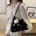Black tote bag with silver butterfly charm and cloud pendant for stylish commuting - With Cloud Charm / Black
