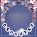 Bracciale Daughter con pietre zebra rosa da 8mm, perline con lettere e biglietto regalo - Per mia figlia