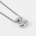 Polished silver balloon bubble letter Z pendant on a sleek metallic chain for women - Letter Y / Steel