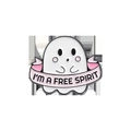 Ghost enamel pin with pink ribbon and I'M A FREE SPIRIT slogan for apparel accessories - Free Spirit Ghost(QHXZ1277)