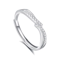 Minimalist S925 sterling silver V-shape ring with pavé-set sparkling cubic zirconia - Adjustable Open / Women's Style (FDJZ-154)