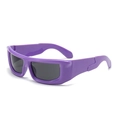 Retro punk square sunglasses featuring thick purple frames and dark grey lenses - Purple Frame Grey Lens