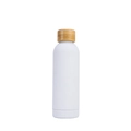 Gourde de sport en acier inoxydable 304 blanc avec couvercle en bambou - Blanc