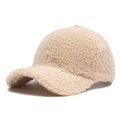 Casquette de baseball en polaire beige avec texture douce et visière courbée pour l'hiver - Réglable / Beige