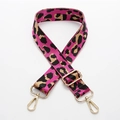 Adjustable rose red leopard print bag strap with gold metal hardware for shoulder bags - No.192