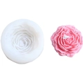 White silicone rose flower mold and finished pink rose candle on a white background - Medium / White