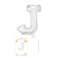16 Zoll Silberfolienballon Buchstabe J für Partys mit Strohhalm und Verpackung - Buchstabe J / Silber