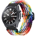 Details des verstellbaren, geflochtenen Nylon-Armbands mit Schließe für Smartwatches - 20mm / Regenbogenfarben