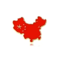 Enamel brooch with Chinese map outline and flag pattern on white background - Map Shape Flag