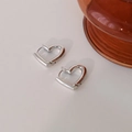 Boucles d'oreilles créoles cœur en argent poli avec finition métallique brossée - Créole Coeur en Argent Poli (79#)