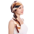 Fashionable headwrap for women featuring a brown and black artistic brushstroke print - Khaki