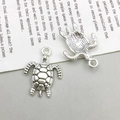 Detailed front and back view of antique silver sea turtle pendants for DIY jewelry - 1Pc Antique Silver Sea Turtle 17*23mm