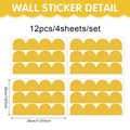 Yellow semi-circle geometric PVC wall stickers set of 12 pieces for corner decor - 20x30cm*4 Sheets / Yellow