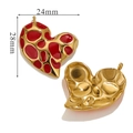 Golden heart-shaped pendant with red leopard enamel pattern and 24mm size markings - Irregular Dots-Red