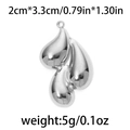Ciondolo a goccia minimalista in acciaio inossidabile 304 argento, 2cm x 3,3cm - TP0786 Tre Gocce / Argento