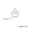 Minimalist silver stainless steel hollow paw print pendant, 10x8.5mm jewelry charm - Hollow Paw / Steel