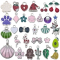 Various enamel fruit and animal alloy pendants for DIY jewelry and keychain making - Mixed 30pcs White K Enamel Pendants-SN1101