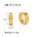 18k gold plated stainless steel hoop earrings with striped texture and zircon stone - Gold Striped Texture Style (NB-E1110-G)