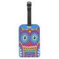 5D DIY owl diamond painting luggage tag with colorful rhinestones and black leather strap - Colorful Owl