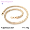 500mm rose gold stainless steel snake chain necklace with 6.5mm width and lobster clasp - Rose Gold (KN203819-Z)