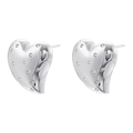 French vintage silver heart stud earrings with sparkling crystals for Valentine gifts - 1 Pair / Platinum White Zirconia