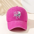 Rosa gewaschene Baumwoll-Baseballkappe mit weißer Dinosaurier- und MAMA SAURUS Stickerei - Rosarot