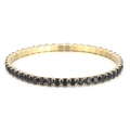 Tennis bracelet with black circular stones and elegant golden finish settings - Gold Base Black Zircon (KB164864-Z)