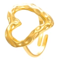 Detailed close-up of the hammered texture on this gold irregular heart open ring - Hammered Heart Style (A-81)