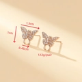 Sparkling butterfly stud earrings in rose gold finish with zircon inlay dimensions - Rose Gold Butterfly