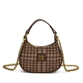 Mini sac à main chic à carreaux marron pour enfants avec poignée en cuir et chaîne - Carreaux Café