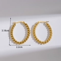 Orecchini a C dorati in acciaio inossidabile intrecciato, 3,18 cm per 2,2 cm - Stile Ovale Twist Oro (ER-1059)
