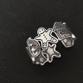 S925 silver open ring with Christmas gingerbread man and house design in silver finish - Christmas Gingerbread Man Style (J3279)