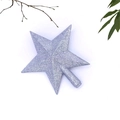 Sparkly silver star Christmas tree topper with glitter finish and stable base - 25cm / Silver