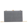 Elegante Acryl-Clutch mit schwarz-weißem Zickzack-Muster und goldener Kette - Schwarz