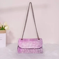 Sparkly purple rhinestone mini chain bag with metallic silver shoulder strap for parties - Upgraded Style 1 Pink