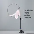 Pink feather cat wand with strong suction cup base and flexible steel wire for pets - Upgraded Strong Suction Cup - Pink Feather