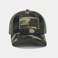 Detail of tactical camo baseball cap showing breathable mesh and US flag patch texture - Adjustable / Green (Jungle Camo)