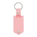 Chic pink leather keychain with silver metal ring and rivets for personalized gifts - Blank Style / Pink