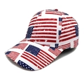 Detail of a six-panel baseball cap with stars and stripes print and curved brim - M(56-58cm) / Stars and Stripes Full Print (1#)