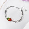 Pulsera de acero inoxidable con cuenta de ágata en degradado verde y naranja vivo - Degradado Rojo Verde