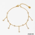 Goldenes Fußkettchen aus Edelstahl mit runden Zirkonia-Anhängern und verstellbarer Kette - Edelstahl / Gold (JAK182)