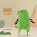 Doudou dinosaure vert pour bébé avec anneau de dentition étoile et tissu sensoriel - Style Dragon (Green)