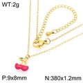 Pastoral style golden stainless steel necklace with cute red cherry enamel pendant - Gold Red Glazed Mini Cherry Pendant (KN295049-GC)