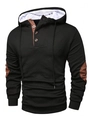 Men's black hooded sweatshirt with brown patches and 3D geometric texture fabric - Black