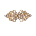 Elegant gold rhinestone sweater clip with ornate hollow design for shawl or collar - Swirl Style-Gold (With Clips)