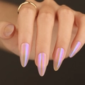 Uñas postizas aurora largas de almendra con efecto de espejo holográfico brillante - Estilo Almendra Aurora (DIY51) / Aurora Iridiscente (DIY51)
