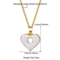 Collier pendentif cœur en acier inoxydable plaqué or 18K avec émail blanc et dimensions - Blanc (Avec Chaîne)