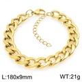 Pulsera de cadena cubana en acero de titanio dorado con cierre de langosta y extensión - Dorado 9mm Cadena Cubana (KB202704-Z)