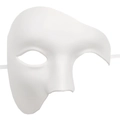 Classic white half-face Phantom of the Opera mask with elastic band for Halloween party - White
