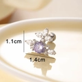 Sparkling cross saturn stud earrings with purple zircon and silver metal finish - Single Piece / Blue-Purple